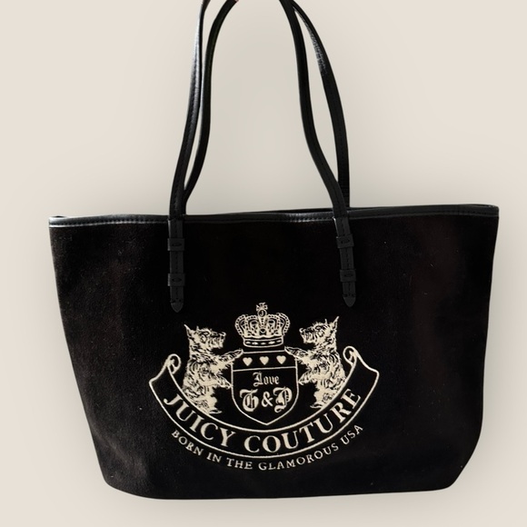 Juicy Couture | Vintage Suede Tote Bag | Black/Brown with Gold Interior - Picture 8 of 8